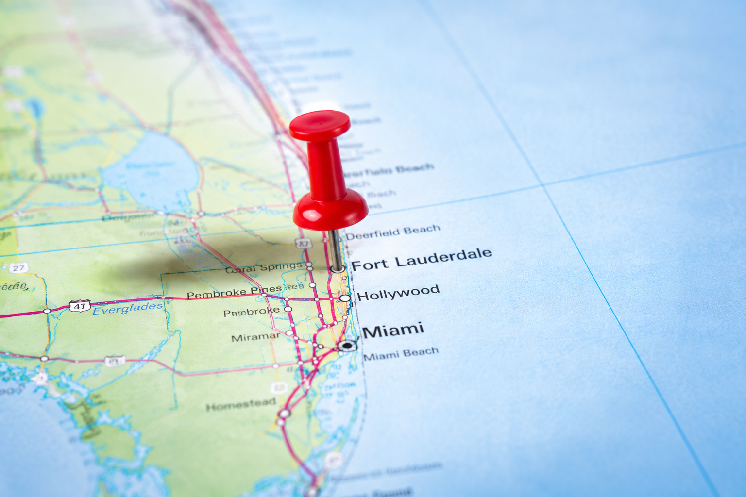 Broward County mobile notary services map with location pin