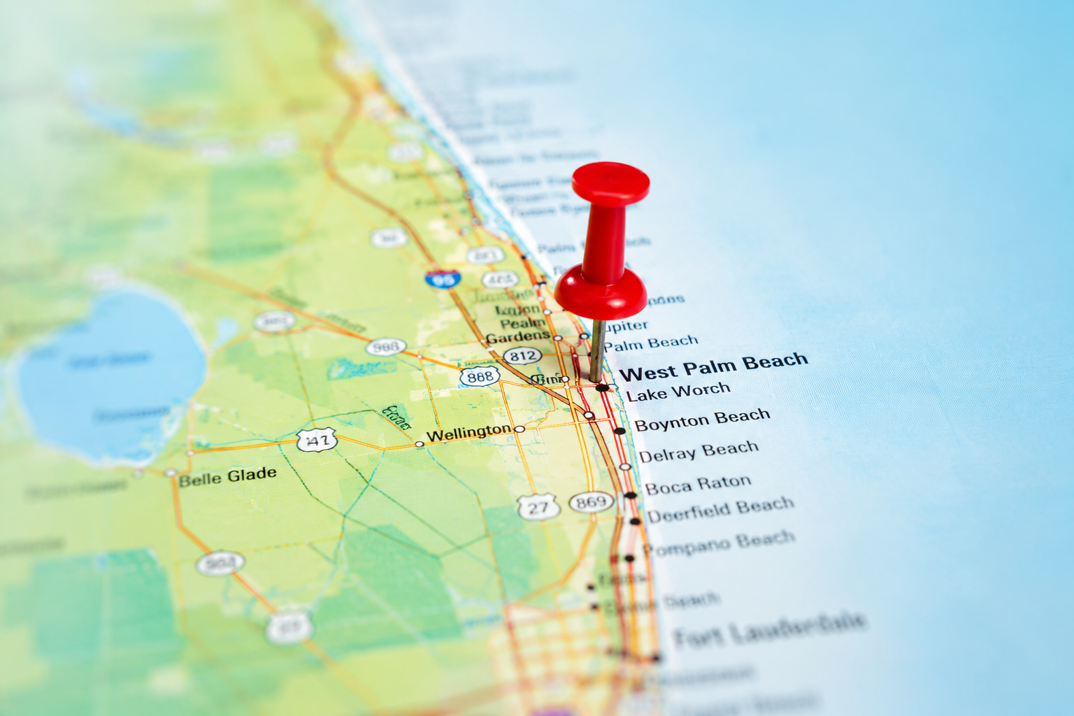 Palm Beach County mobile notary services map with location pin